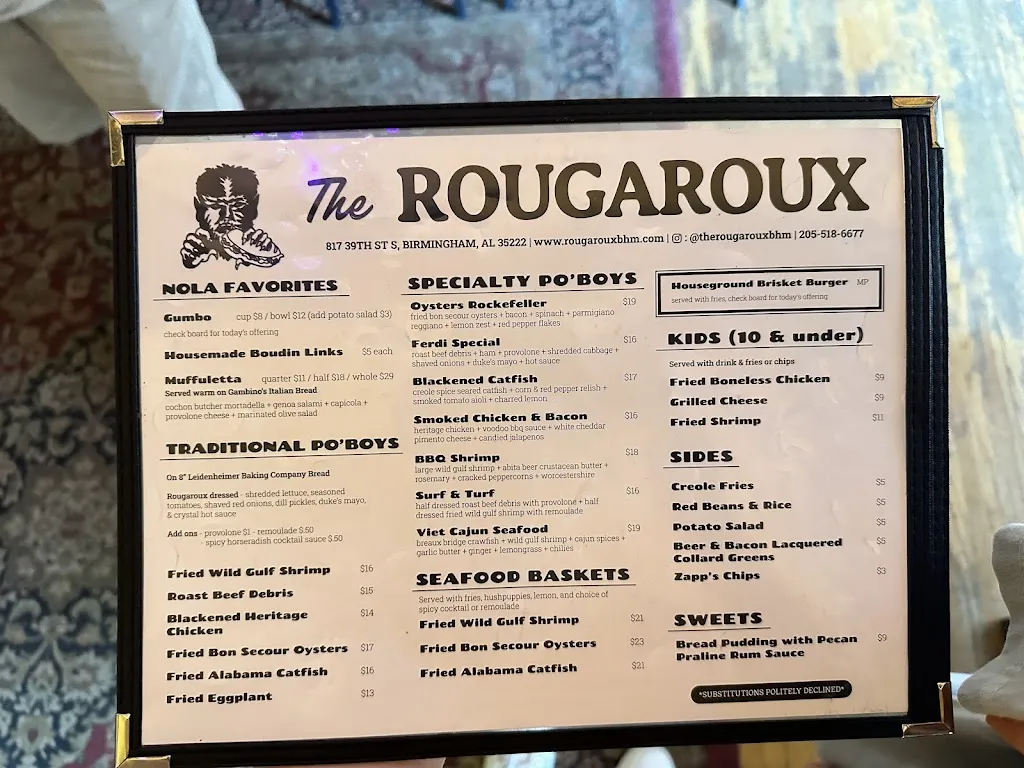 Menu_The Rougaroux_Birmingham, AL_image_old_3