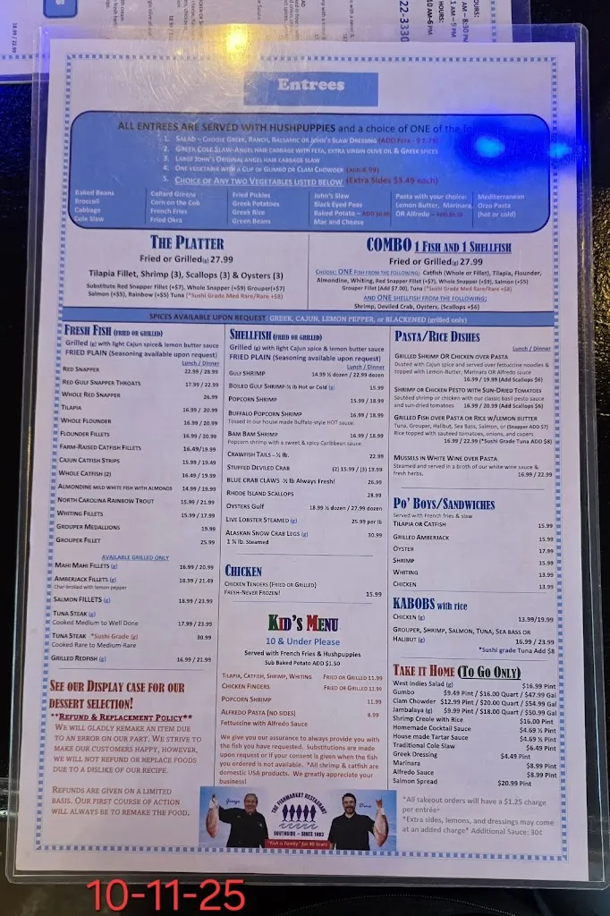 Menu_The Fish Market Restaurant_Birmingham, AL_image_old_1