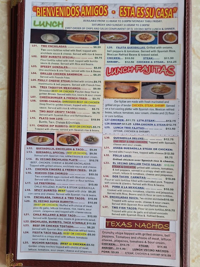 Menu_El Vecino Mexican Restaurant_Birmingham, AL_image_old_1
