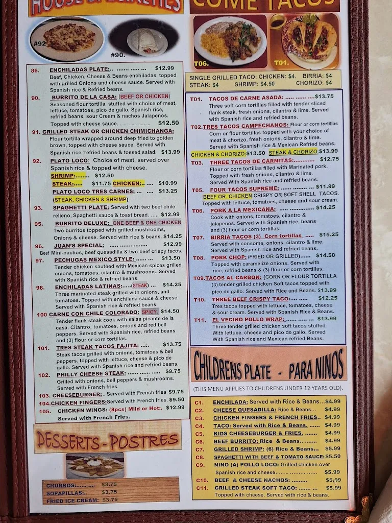 Menu_El Vecino Mexican Restaurant_Birmingham, AL_image_old_2