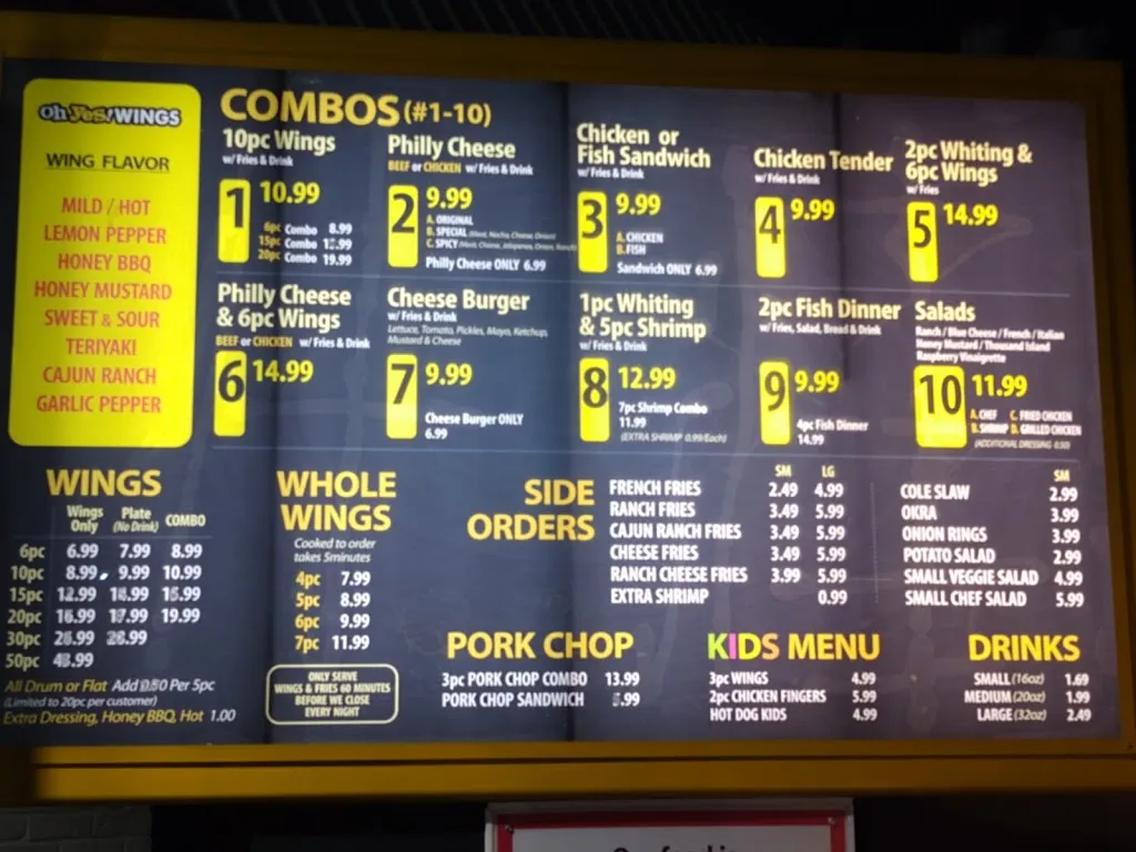 Menu_Oh Yes Wings_Birmingham, AL_image_old_1
