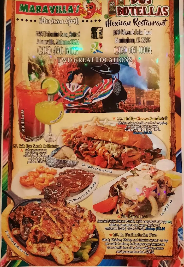 Menu_Maravilla's Mexican Grill_Adamsville, AL_image_old_1