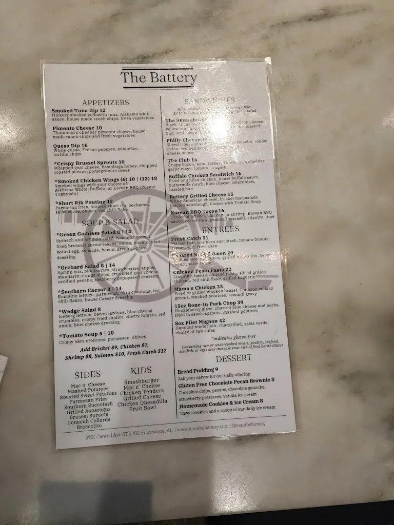 Menu_The Battery_Homewood, AL_image_old_1