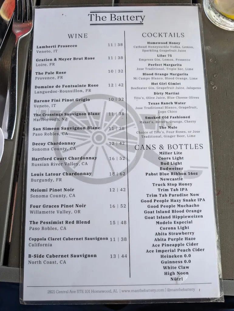 Menu_The Battery_Homewood, AL_image_old_3