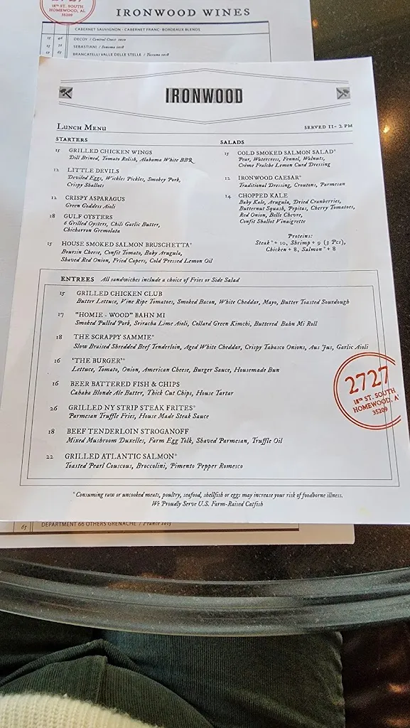 Menu_Ironwood Kitchen & Cocktails_Birmingham, AL_image_old_3