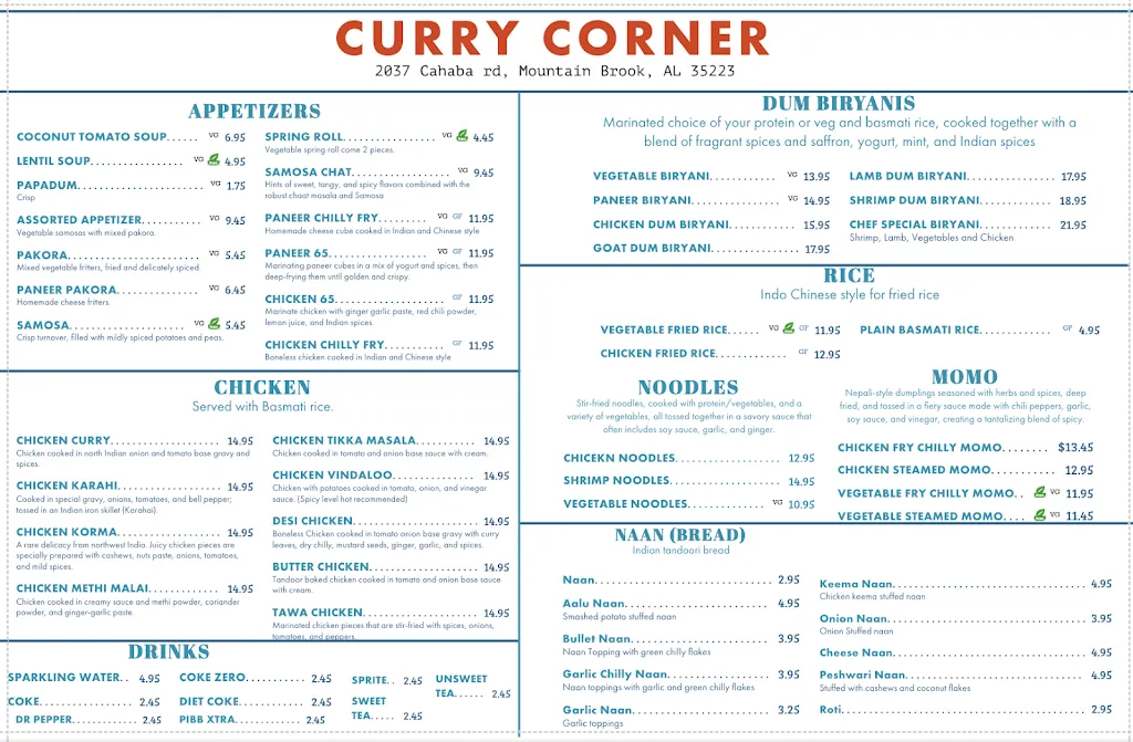 Menu_Curry Corner_Mountain Brook, AL_image_old_2