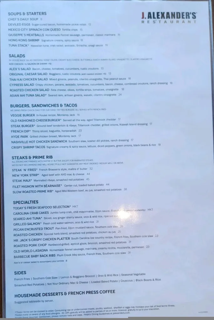 Menu_J. Alexander's Restaurant_Madison, AL_image_old_3