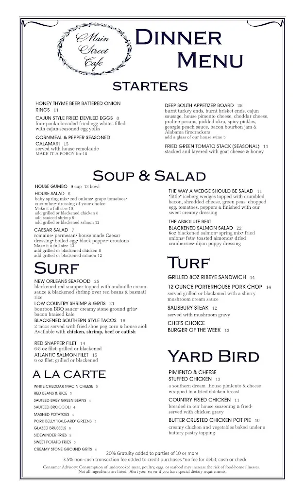 Menu_Main Street Cafe_Madison, AL_image_old_1