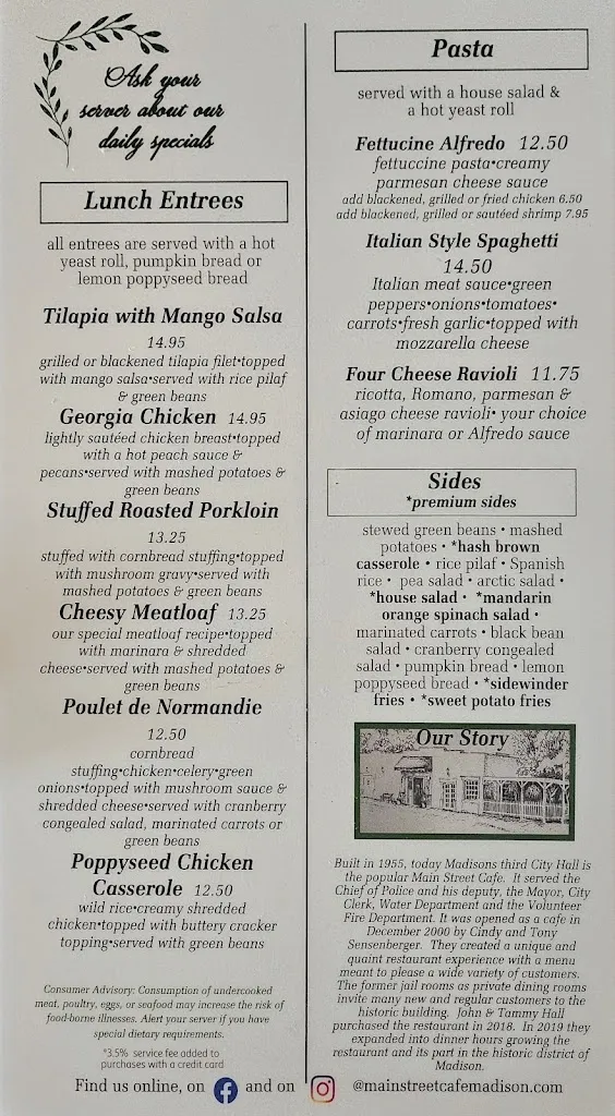 Menu_Main Street Cafe_Madison, AL_image_old_2