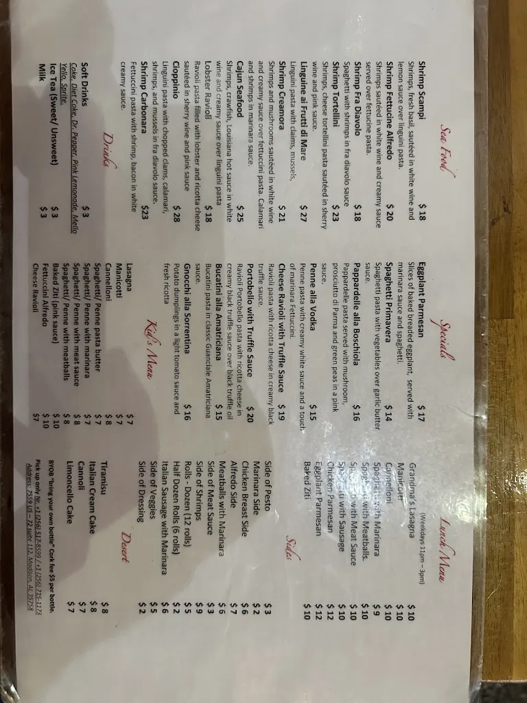 Menu_Luigi's Italian Grill_Madison, AL_image_old_2