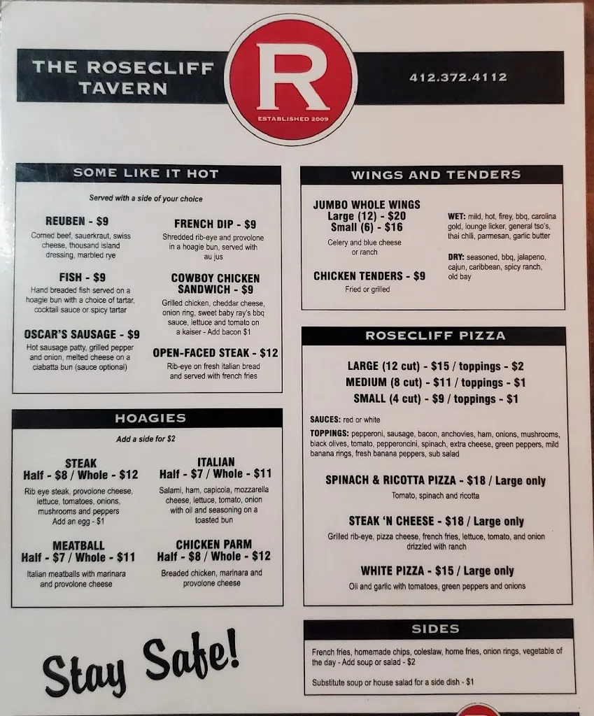 Menu_Rosecliff Tavern_Monroeville, PA_image_old_2