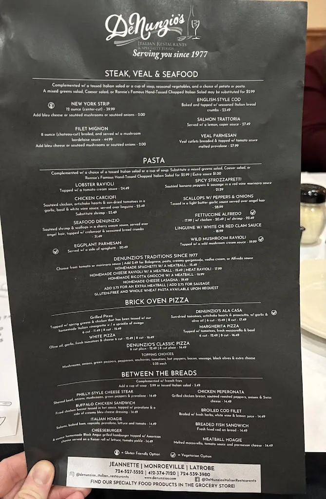Menu_DeNunzio's Italian Trattoria_Monroeville, PA_image_old_3