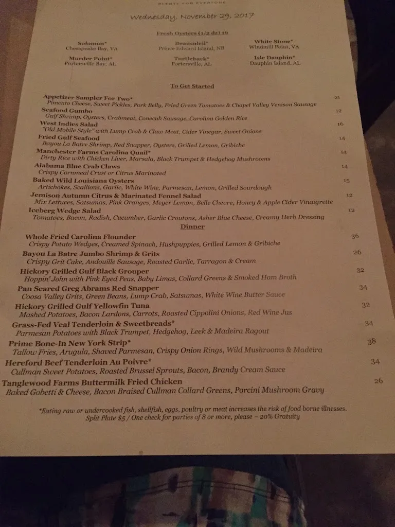 Menu_Dyron’s Lowcountry_Mountain Brook, AL_image_old_3