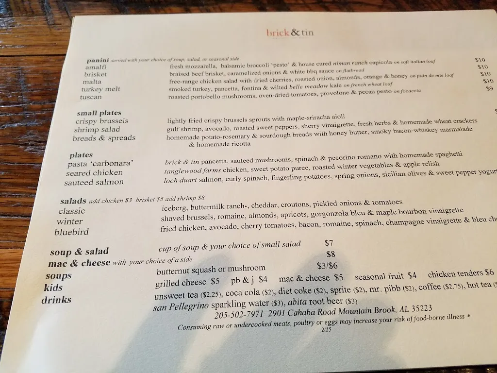 Menu_Brick & Tin Mountain Brook_Mountain Brook, AL_image_old_2