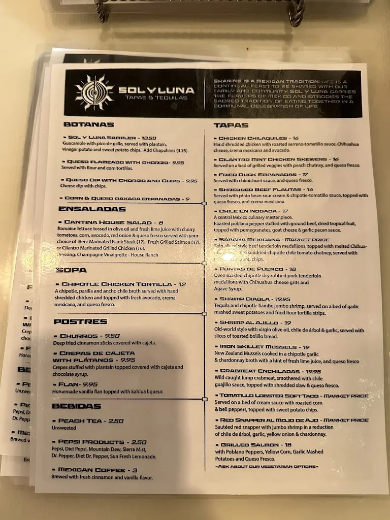 Menu_Sol Y Luna Tapas and Tequila_Mountain Brook, AL_image_old_1