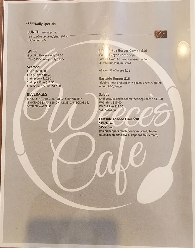 Menu_Weece’s Cafe_Prichard, AL_image_old_1