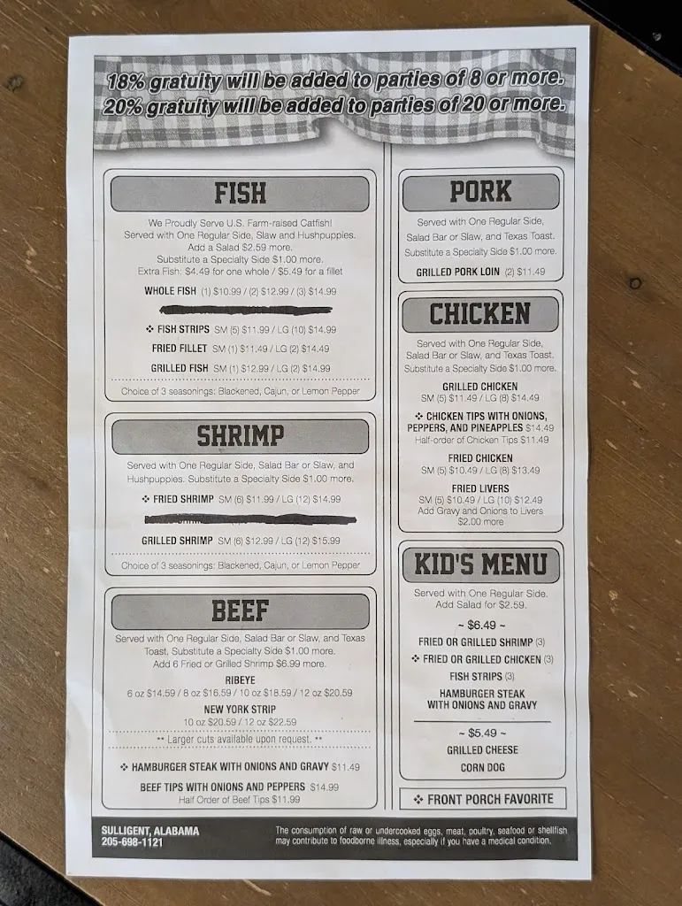 Menu_Front Porch_Sulligent, AL_image_old_1