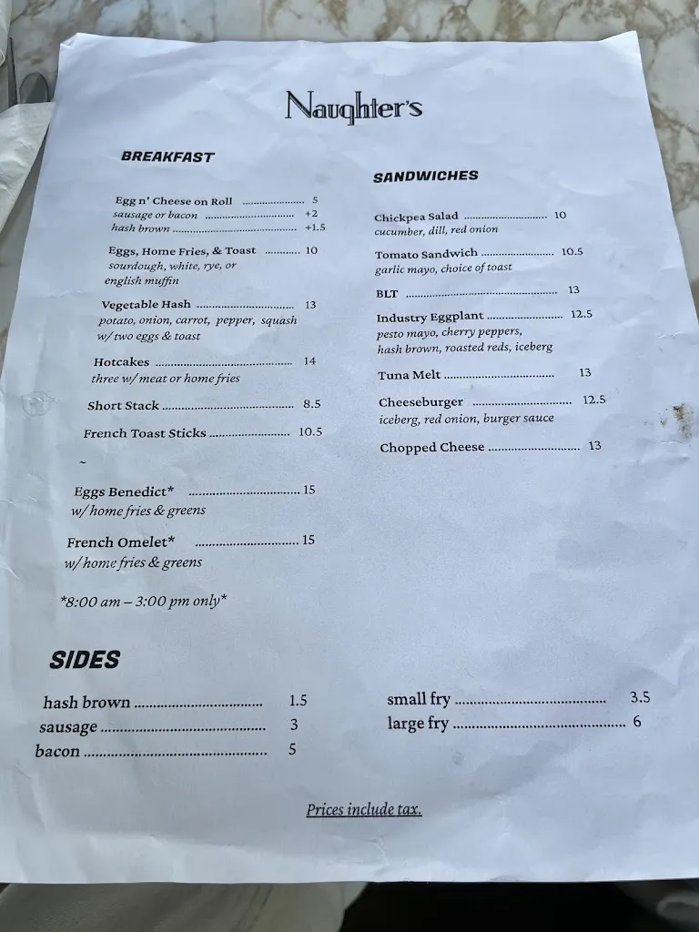 Menu_Naughter's_Troy, NY_image_old_1