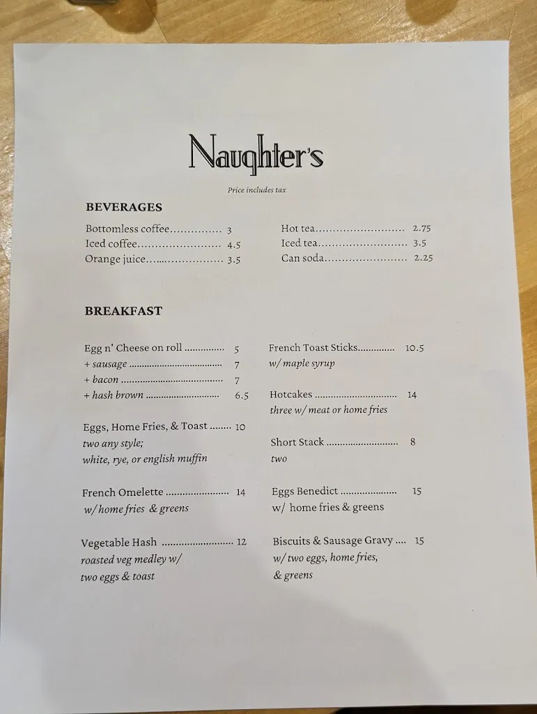 Menu_Naughter's_Troy, NY_image_old_2
