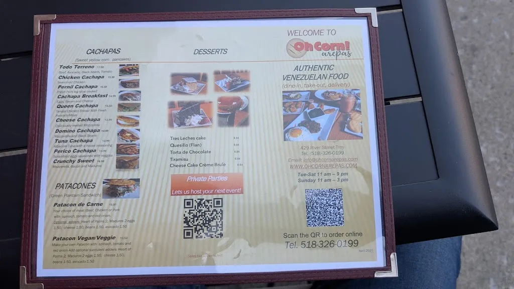 Menu_Oh Corn! Arepas_Troy, NY_image_old_2