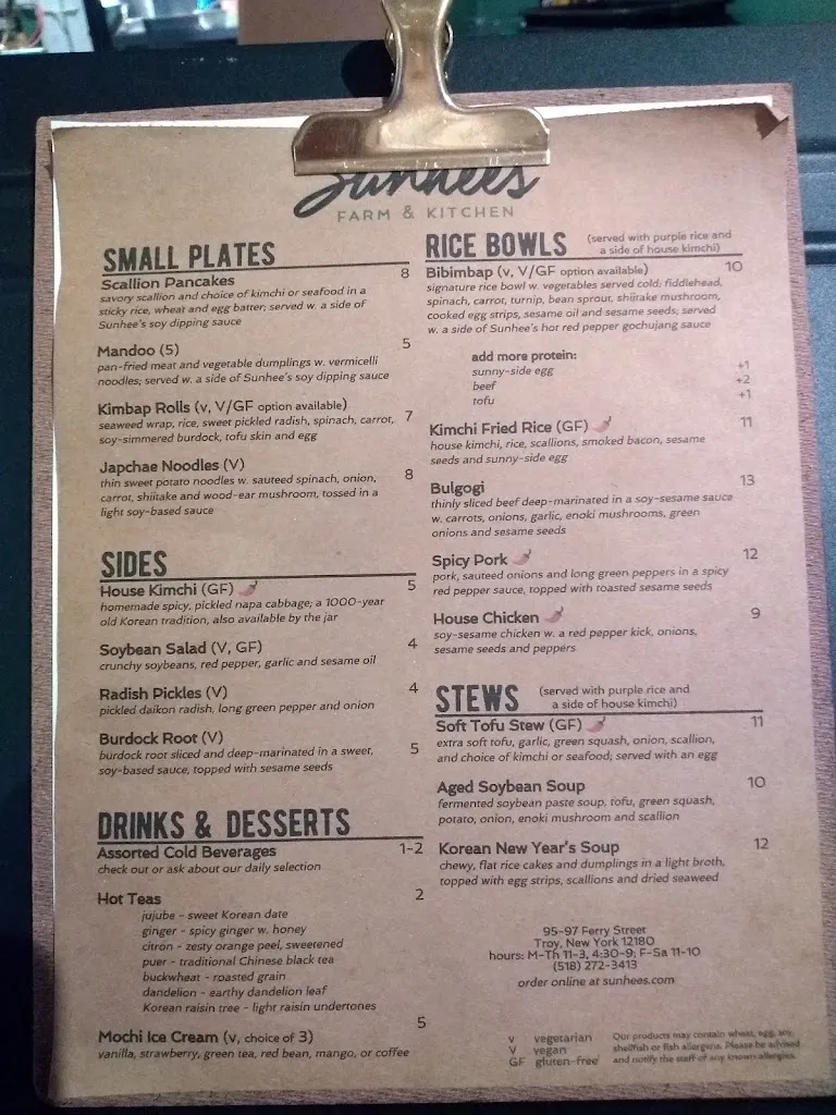 Menu_Sunhee's Farm and Kitchen_Troy, NY_image_old_3