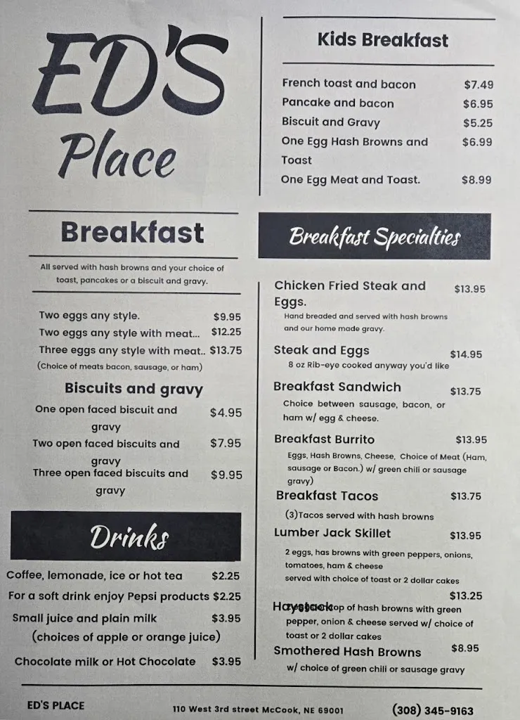 Menu_Ed's Place_McCook, NE_image_old_1