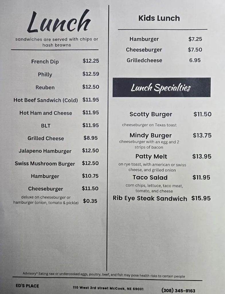 Menu_Ed's Place_McCook, NE_image_old_3