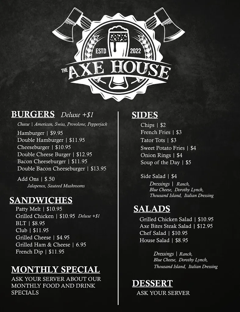 Menu_The Axe House_McCook, NE_image_old_1