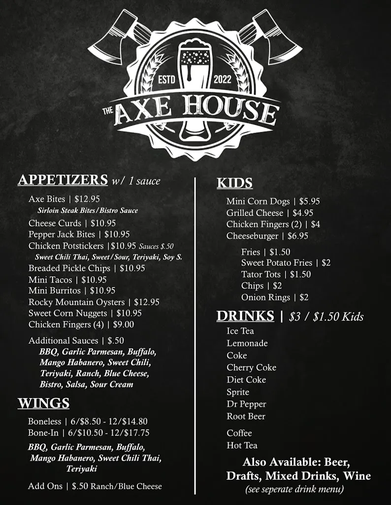 Menu_The Axe House_McCook, NE_image_old_2