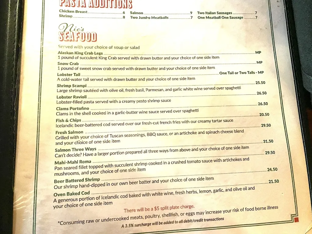 Menu_Nic's Italian Steak & Crab House_Cottonwood, AZ_image_old_2