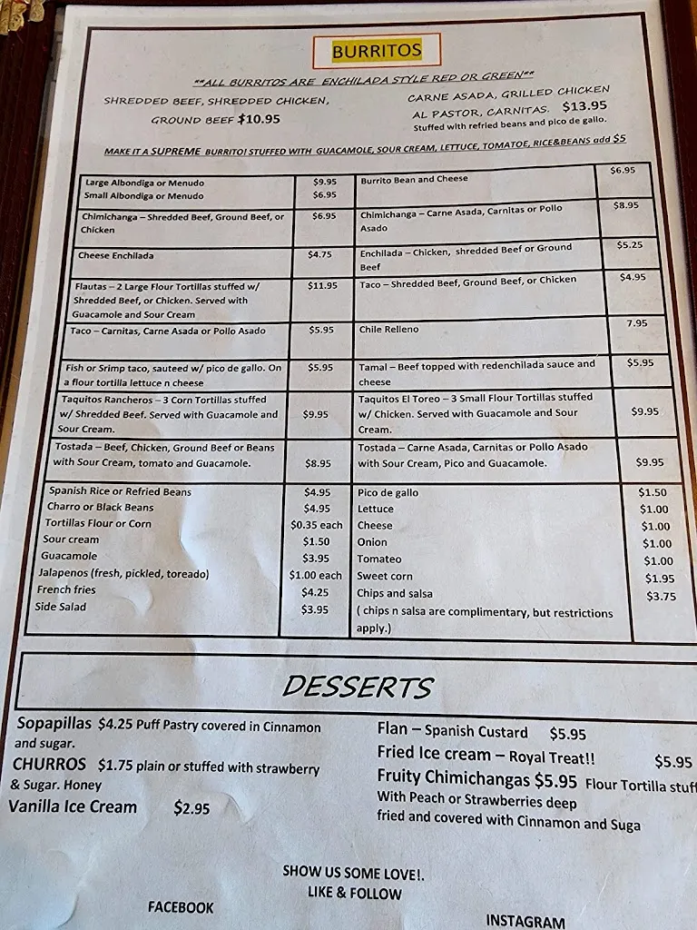 Menu_El Toreo_Clarkdale, AZ_image_old_1