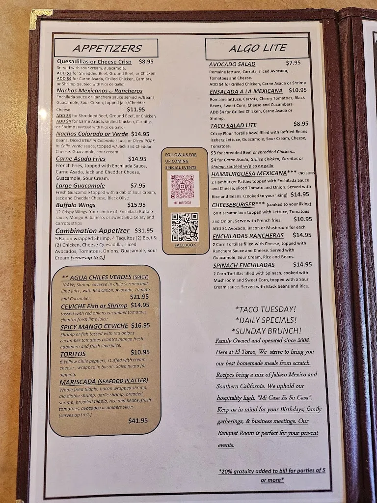 Menu_El Toreo_Clarkdale, AZ_image_old_3