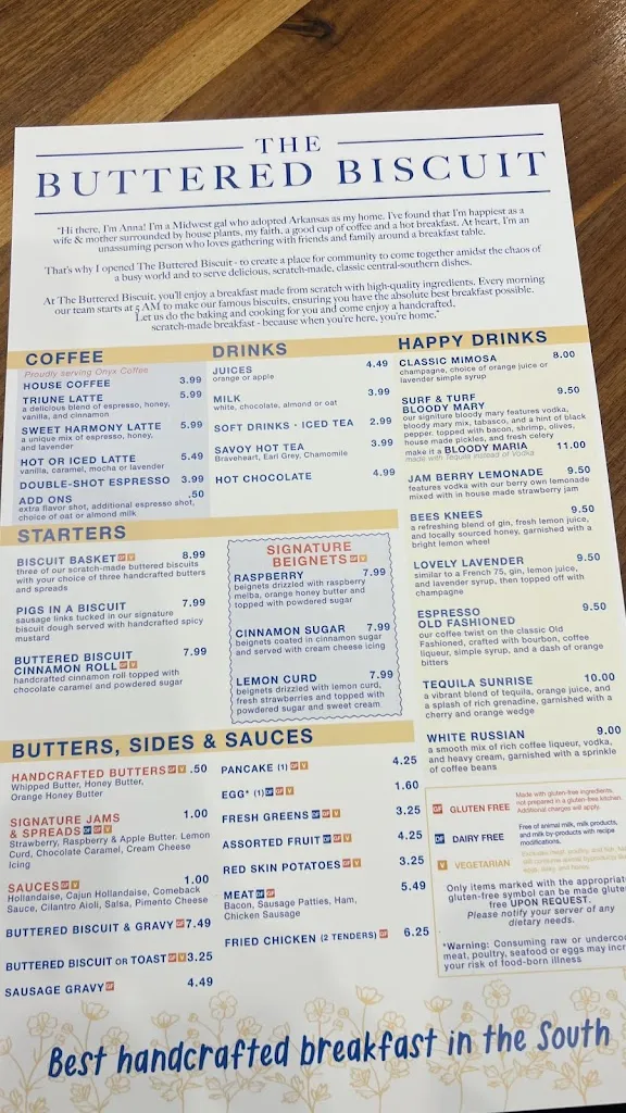 Menu_The Buttered Biscuit_Springdale, AR_image_old_3