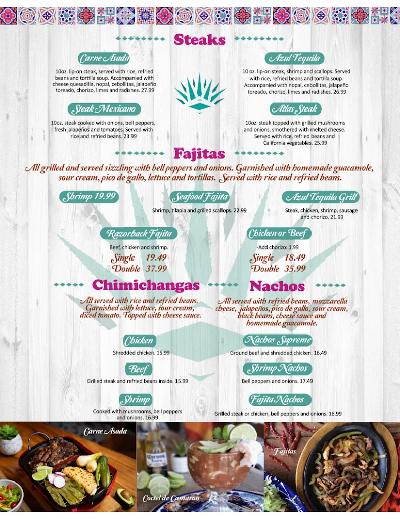 Menu_Azul Tequila Mexican Cuisine SPRINGDALE_Springdale, AR_image_old_2