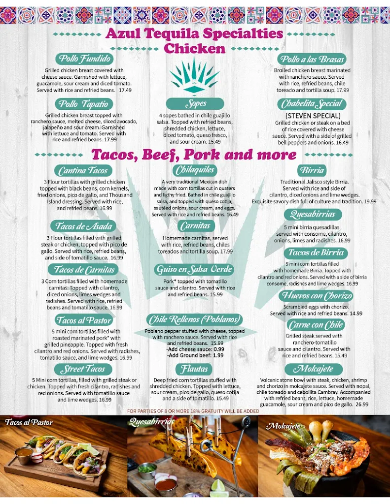 Menu_Azul Tequila Mexican Cuisine SPRINGDALE_Springdale, AR_image_old_3