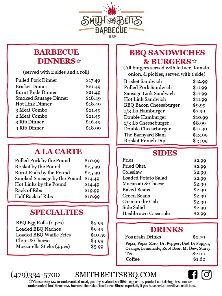 Menu_Smith and Betts Barbecue - Springdale_Springdale, AR_image_old_1