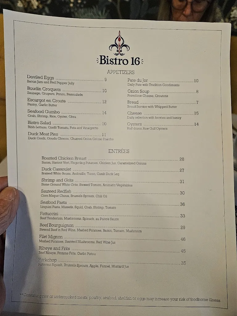 Menu_Bistro 16_Springdale, AR_image_old_1