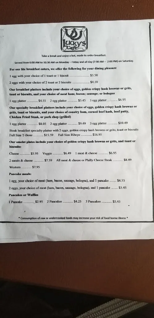 Menu_Lucky's_Pine Bluff, AR_image_old_3