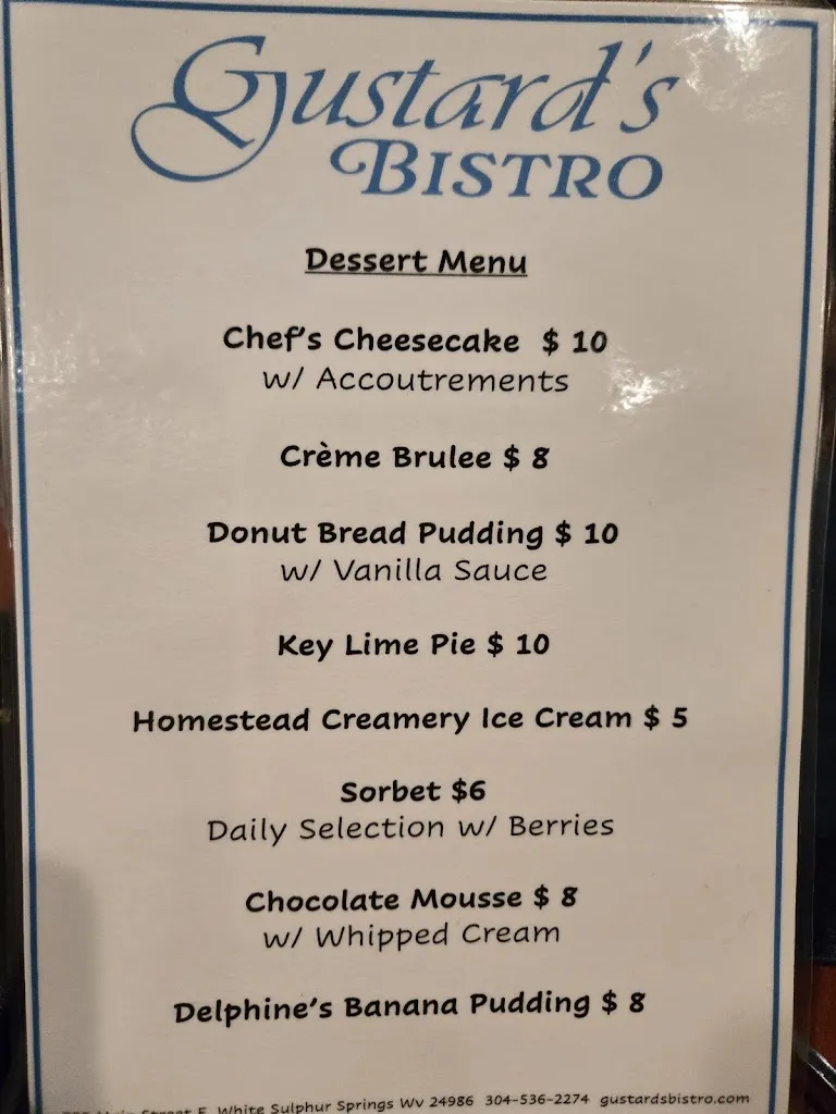 Menu_Gustard's Bistro_White Sulphur Springs, WV_image_old_1