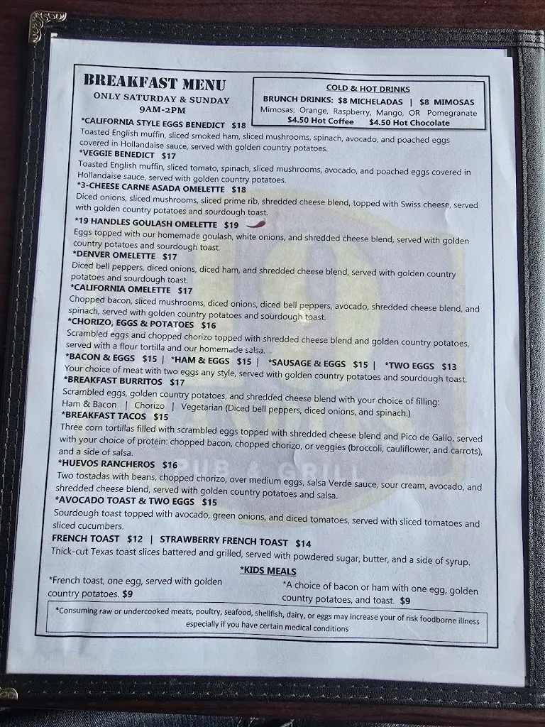 Menu_19 Handles Pub & Grill_Sacramento, CA_image_old_3