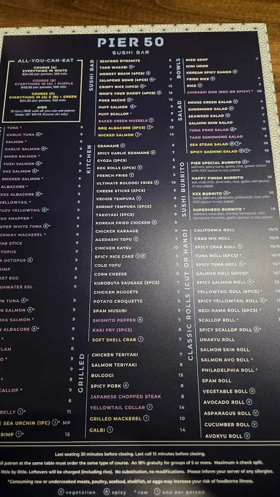 Menu_Pier 50 Sushi - Arden_Sacramento, CA_image_old_3