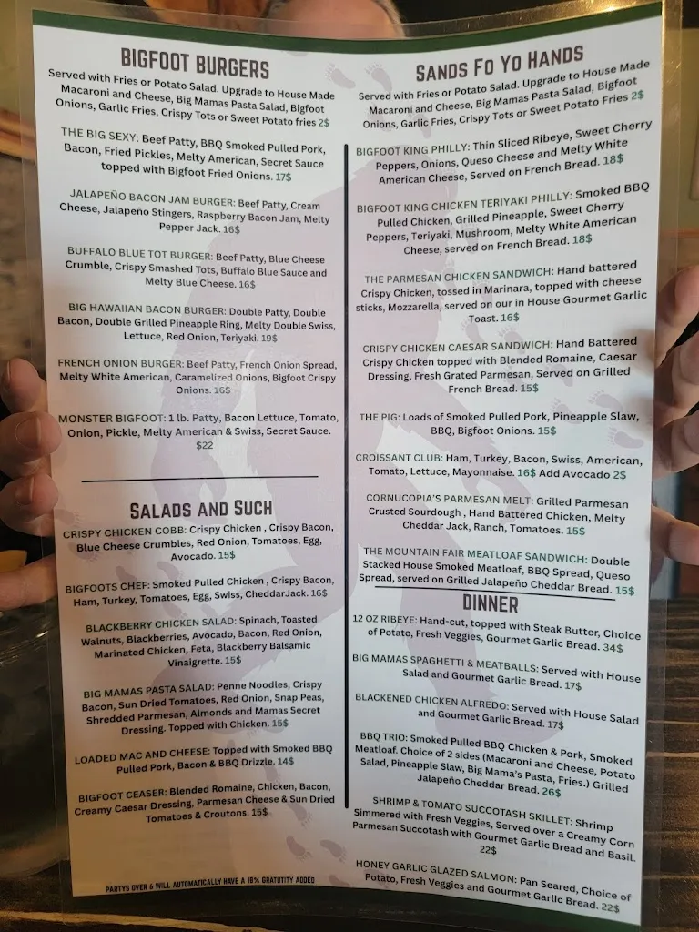 Menu_Bigfoot Eats_Oroville, CA_image_old_2