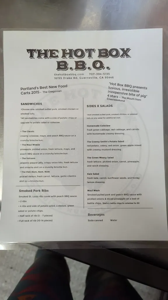 Menu_The Hot Box BBQ_Guerneville, CA_image_old_3