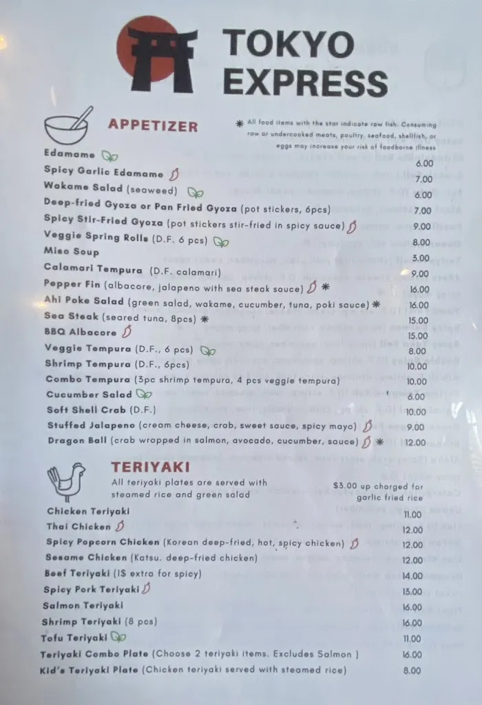 Menu_Tokyo Express_Carmichael, CA_image_old_3
