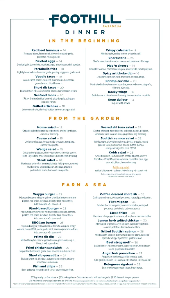 Menu_Foothill restaurant_Pasadena, CA_image_old_2