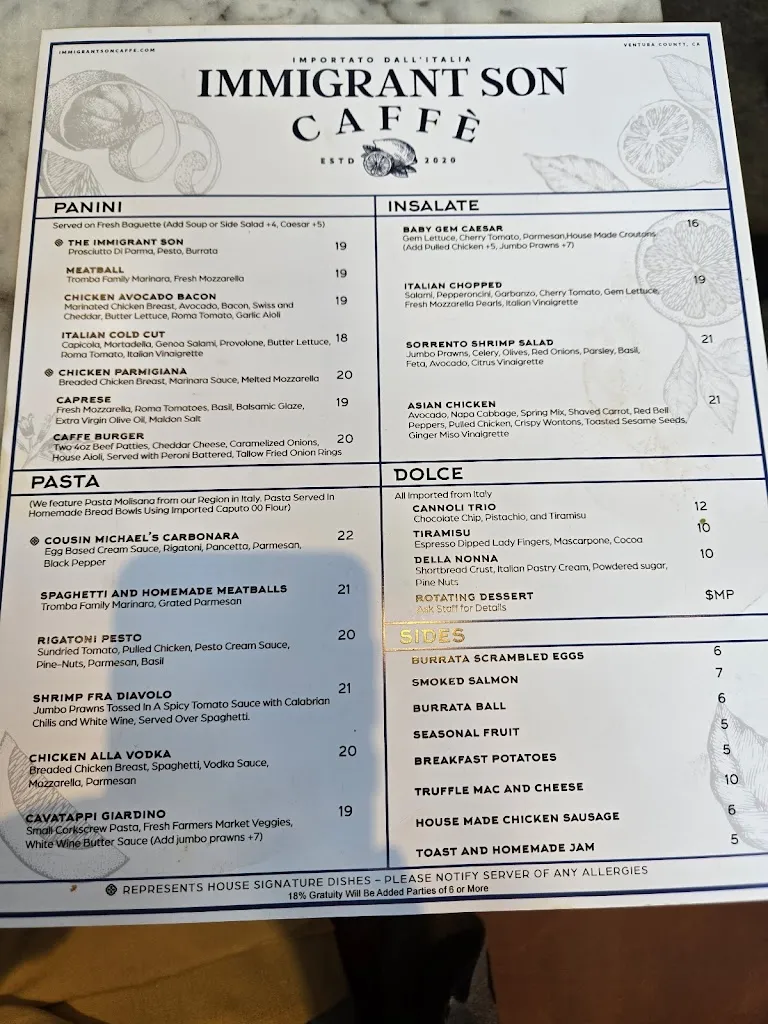 Menu_Immigrant Son Caffe_Oxnard, CA_image_old_2