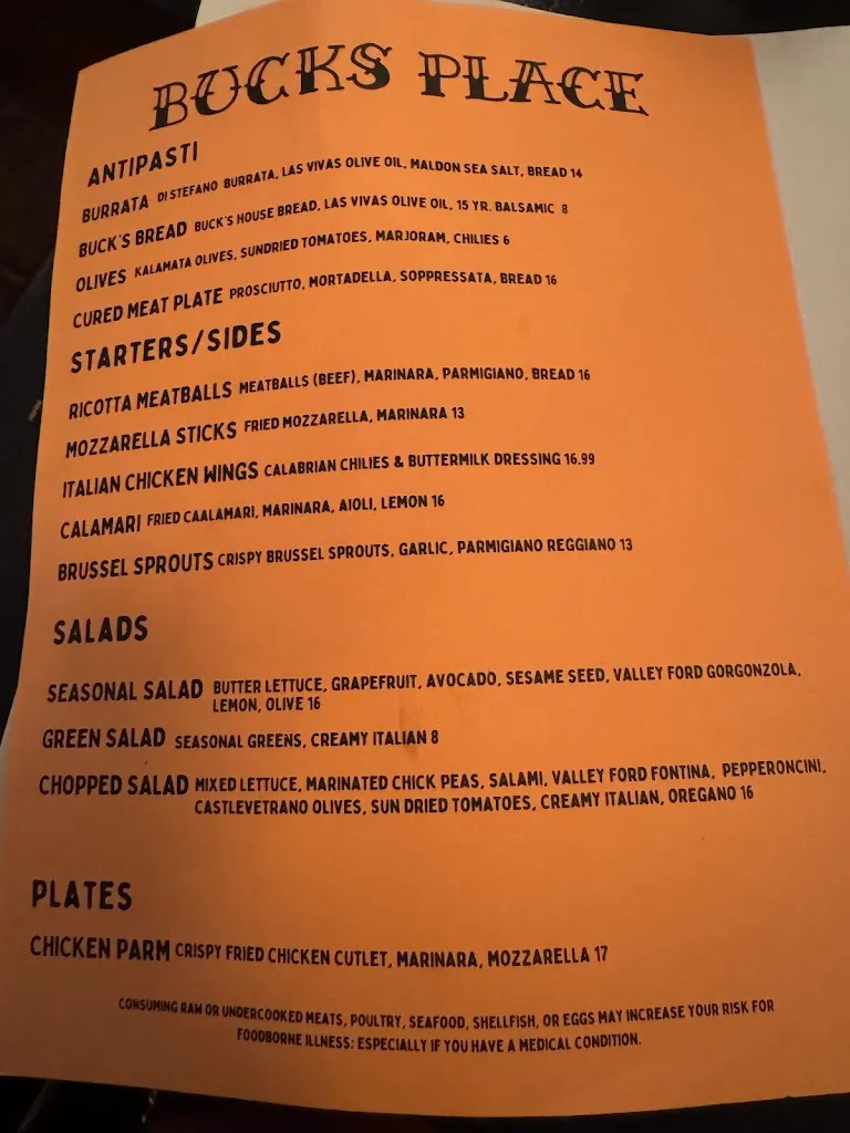 Menu_Buck’s Place_Sonoma, CA_image_old_1