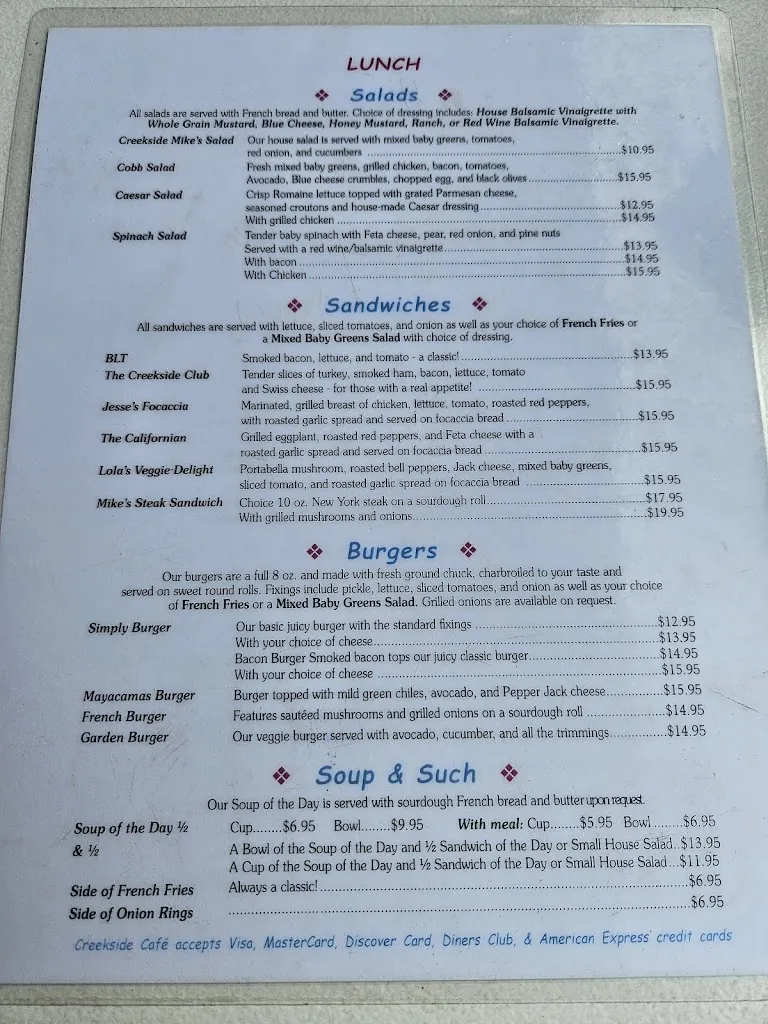 Menu_Creekside Cafe_Sonoma, CA_image_old_2