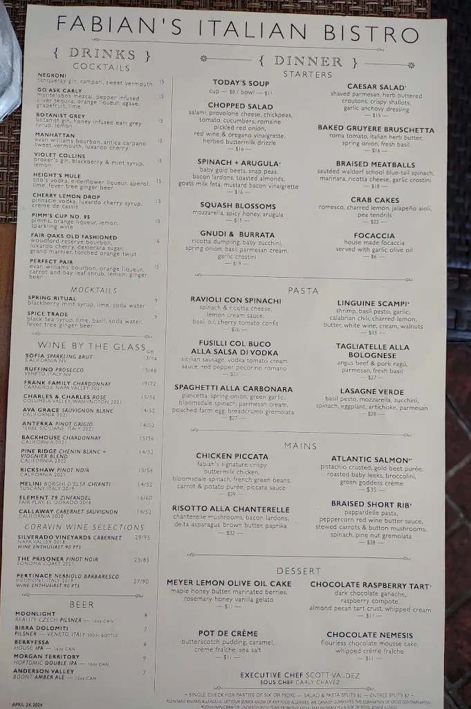 Menu_Fabian's Italian Bistro & Bar_Fair Oaks, CA_image_old_1