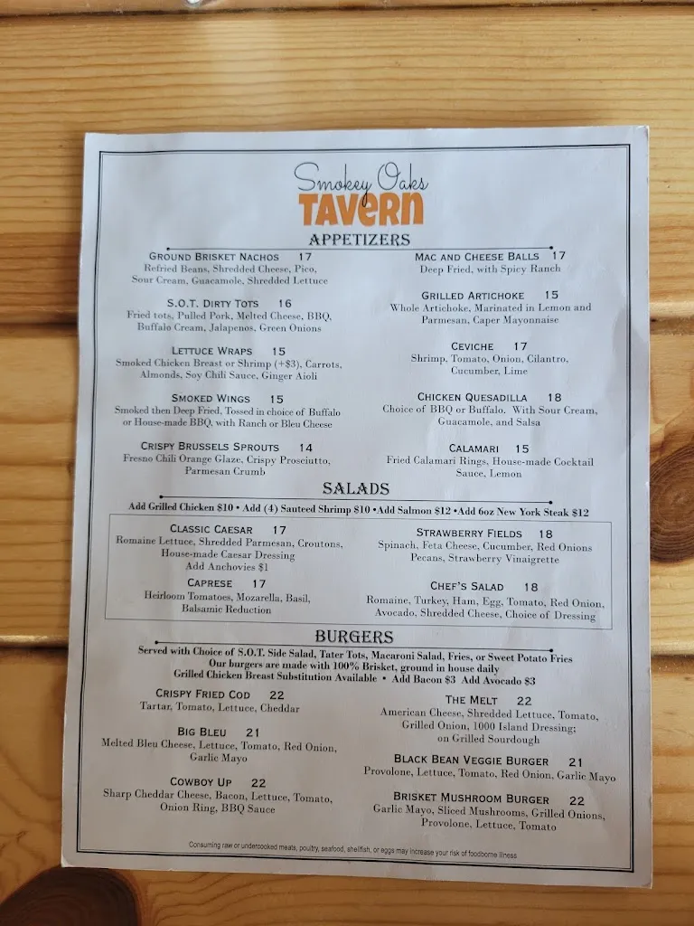 Menu_Smokey Oaks Tavern_Fair Oaks, CA_image_old_2